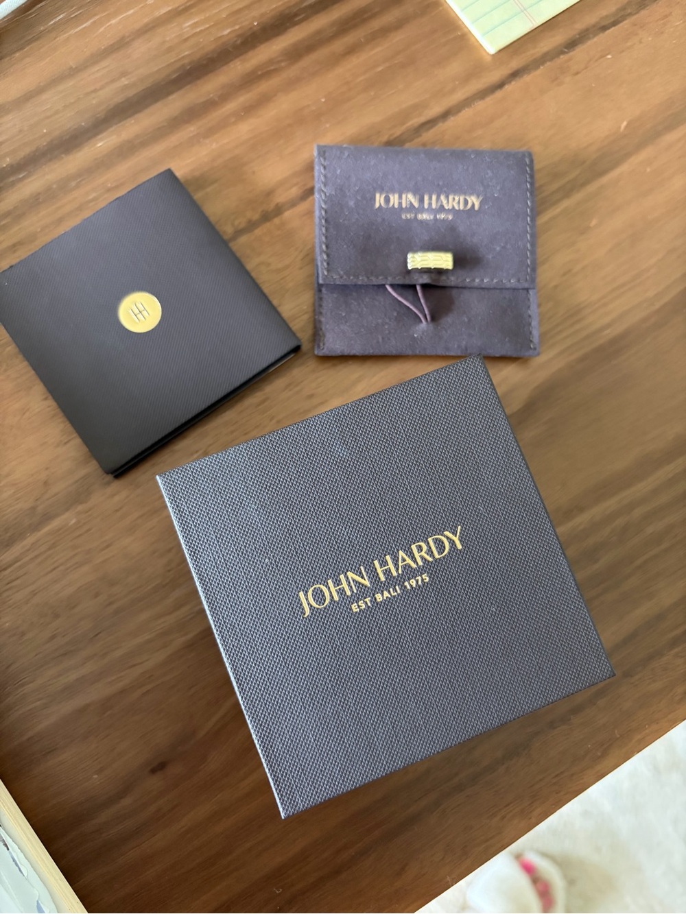 John Hardy Brown and Gold  Jewelry Packaging Set